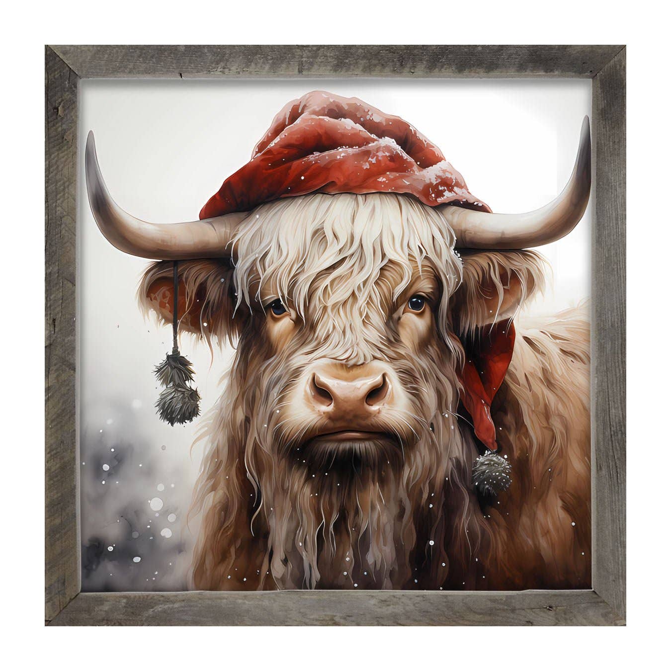 ginger blue - Wholesale Art Print - Highland cow with Santa hat7