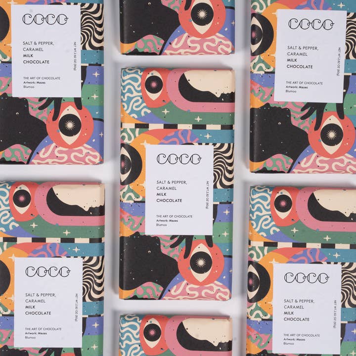 COCO Chocolatier - Wholesale Chocolate Bar - Salt & Pepper Caramel Milk Chocolate Bar 80g (Pack of 12)