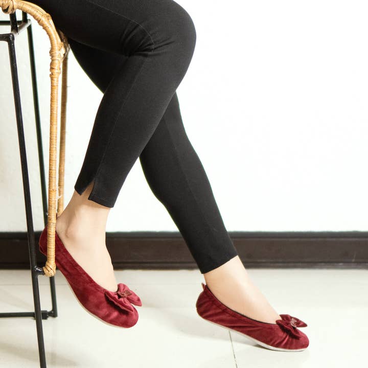 Glove Story - Wholesale Slippers - Women's - Women's indoor ballerinas in large bow velvet - CF014011