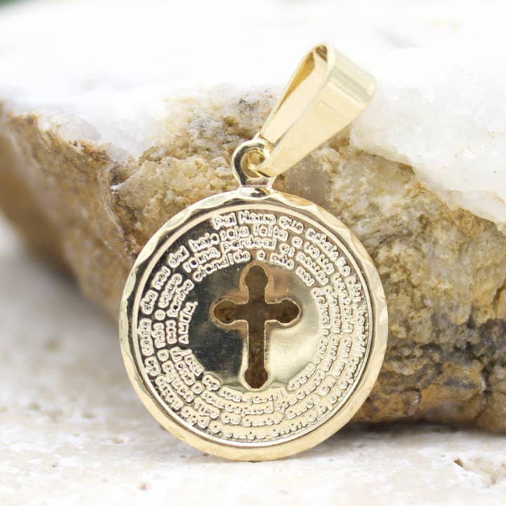 18K guld fyldt Christian Cross bøn vedhæng for engroshandel hos MIA Jewelry