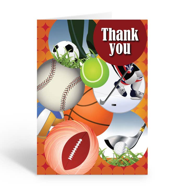 Boy Sports Thank You Note Card Set - 10 Cards & Envelopes for wholesale by Stonehouse Collection