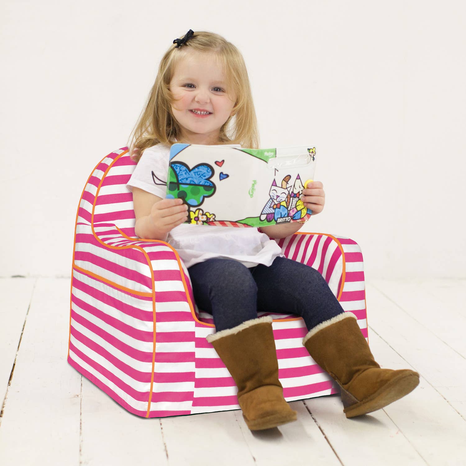 P'kolino - Wholesale Chair - Kids - Little Reader Chair - Stripes Pink2