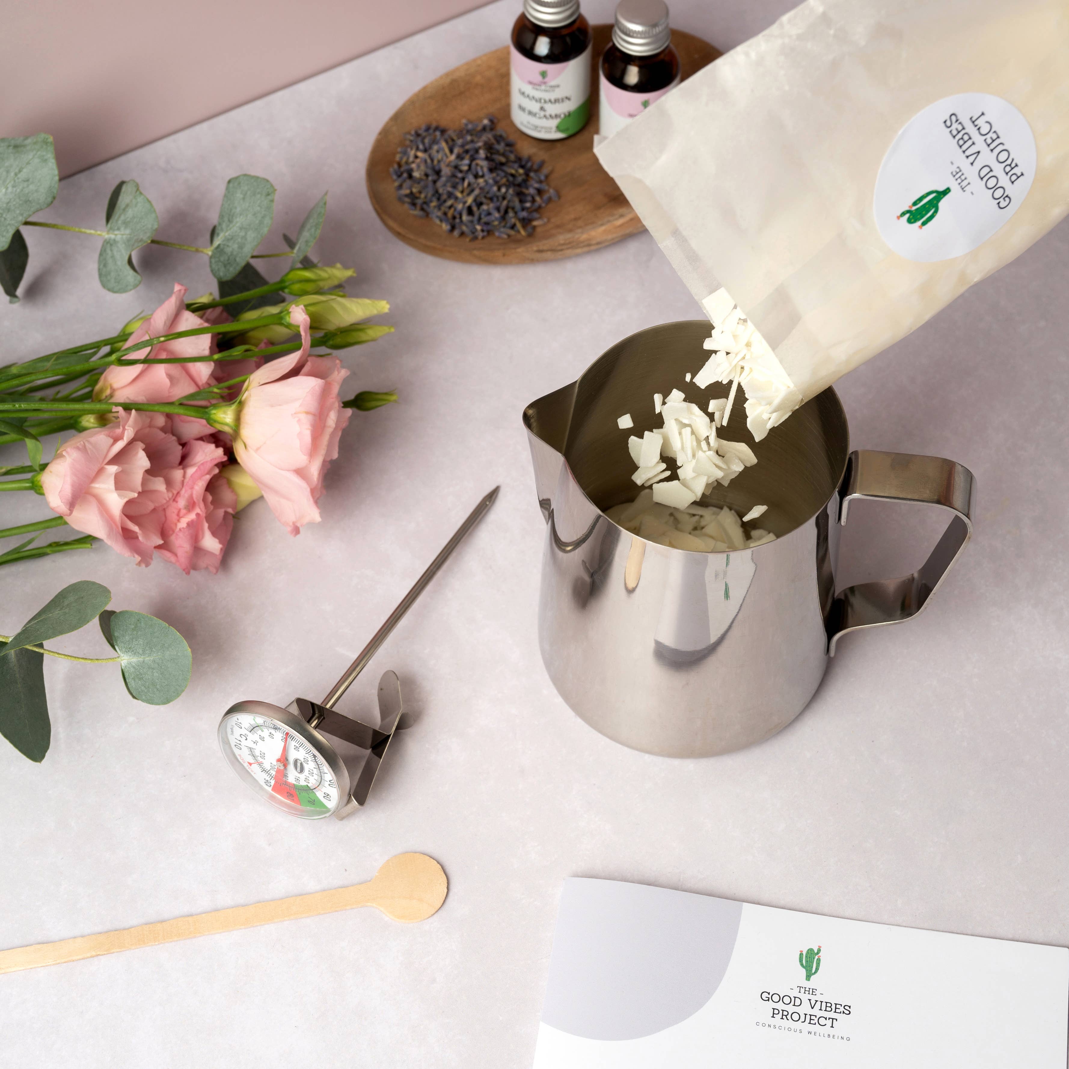 The Good Vibes Project - Wholesale DIY Craft Kit - DIY Soy Candle Making Kit to Make Your Own 4 Scented Candles5