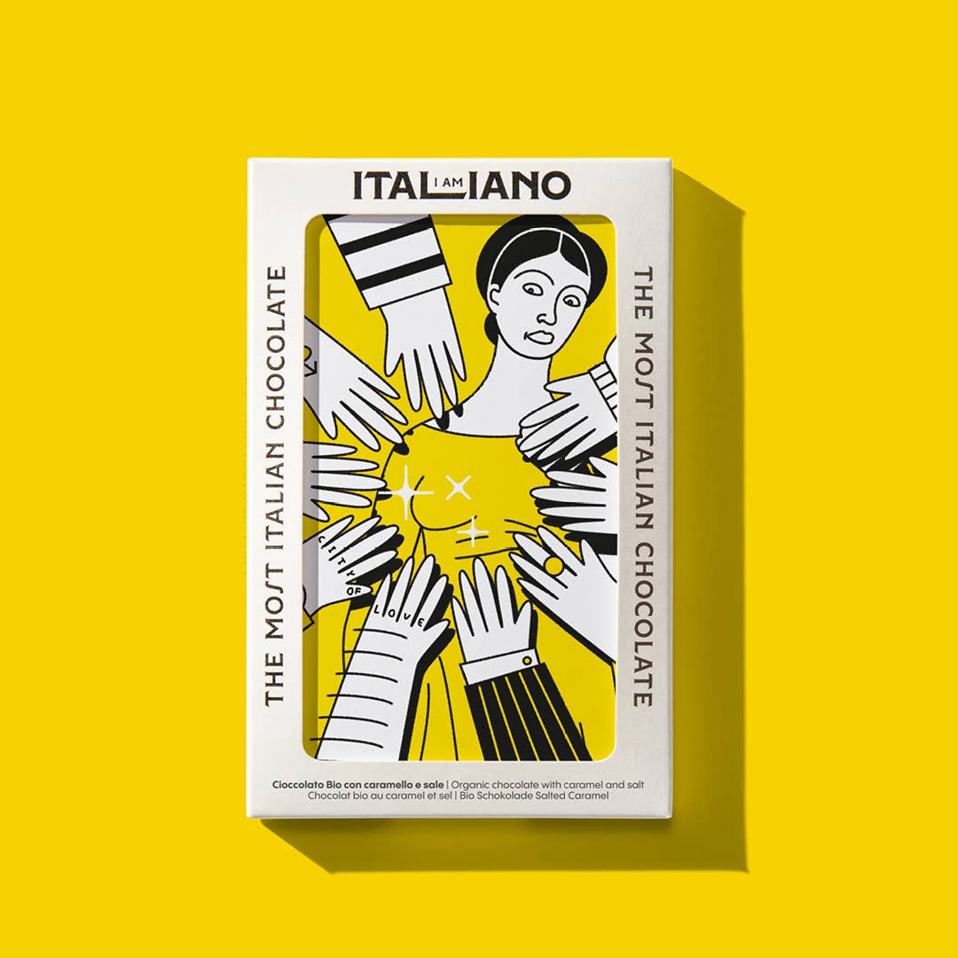 I AM ITALIANO - Vendita all'ingrosso Barretta di cioccolato - Giulietta - Cioccolato Biologico Con Caramello E Sale0