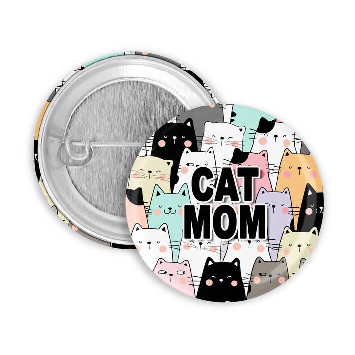 Kattmamma Pinback 1,25" Knapp / Märke för wholesale av Prickly Cactus Collage