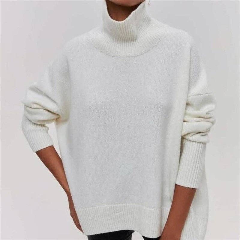 Plush Looks - Vente Pull en maille – femme - Pull ample à col montant uni1
