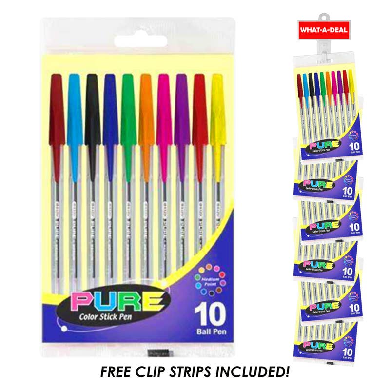 Deluxe Import Trading - Wholesale Pen - 36pc 10 pack Neon Pens with 3 clip strips0