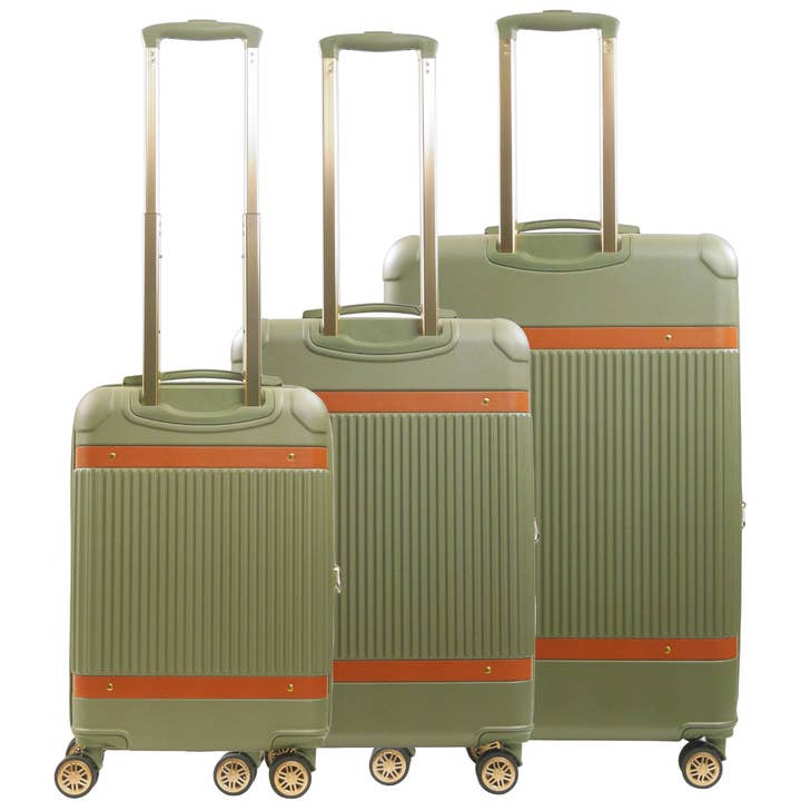 FUL Luggage (Concept One) - Wholesale Luggage - Tommy Bahama 3-Piece Green Hard-Sided Luggage Set stripes