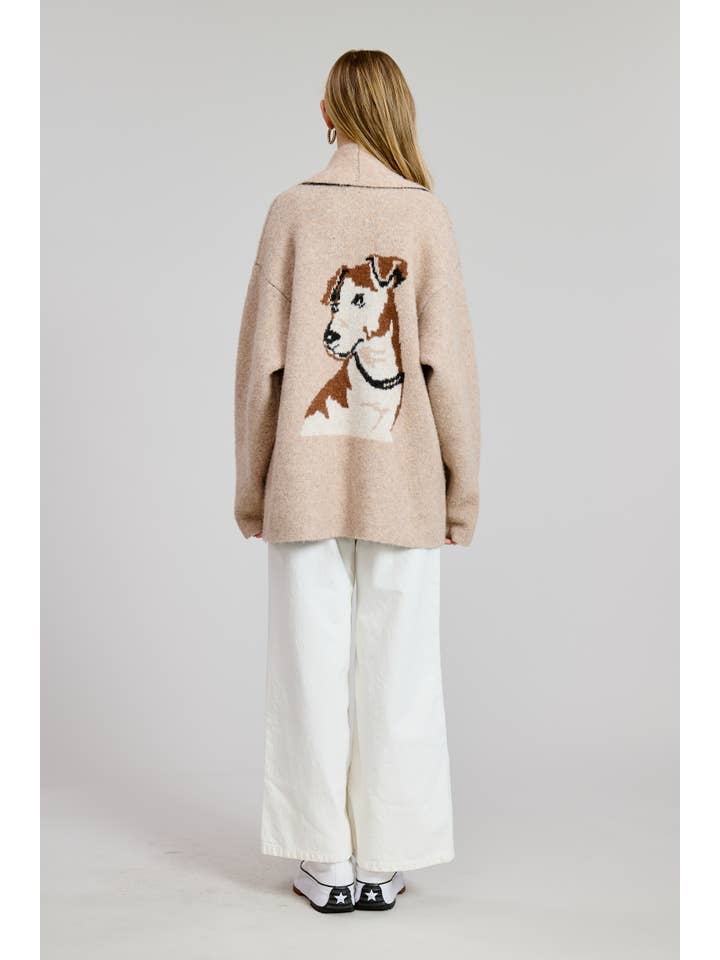 FLAT WHITE – Großhandel Strickjacke – Damen – Welpen-Jacquard-Strickjacke3