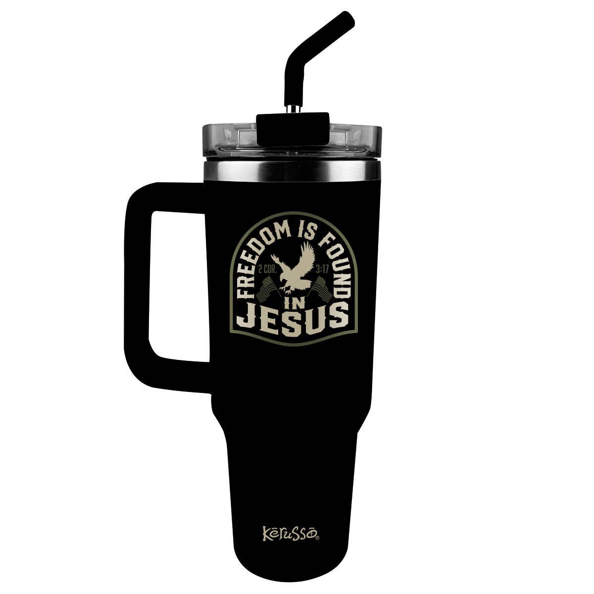 Noir Kerusso Tasse en Acier Inoxydable 40 oz avec Paille La Liberté se Trouve en vente sur Faire0