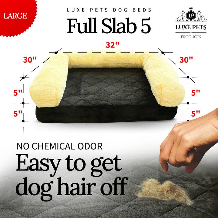 Luxe Pets Products - Wholesale Pet Bed - Dog - Pet Bed Memory Foam Luxurious Velvet, Faux Fur - Medium, Black Gold