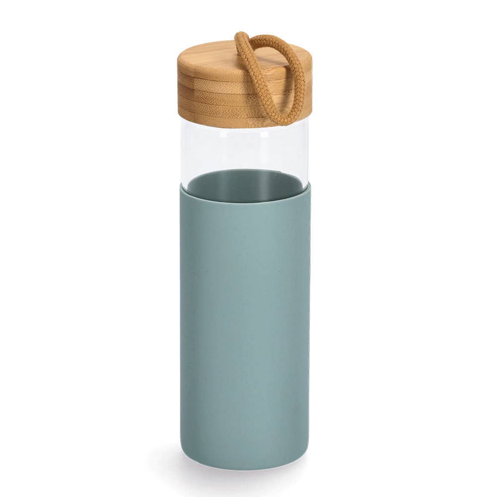 Zeller Present – wholesale Vattenflaska – Vattenflaska med bambulock och silikonhölje0