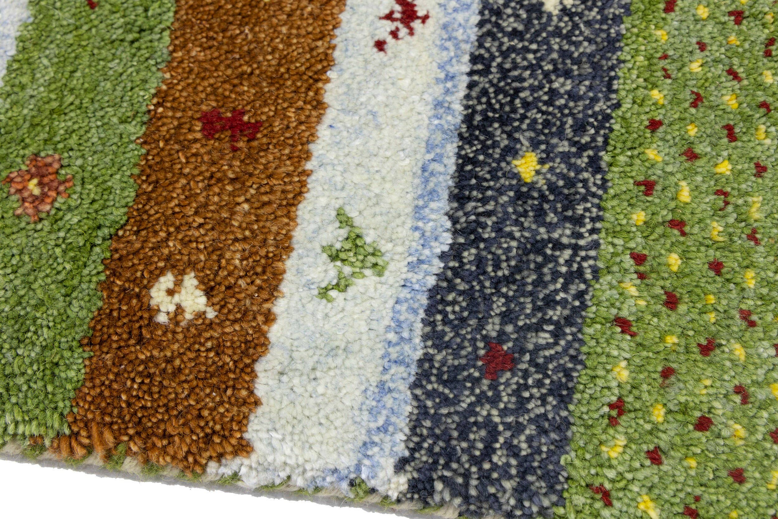 Magic Rugs Inc. – Engroshandel Løst tæppe – Grøn 1'5X4 Tribal Indo-Gabbeh moderne tæppe | Orientalsk naturlig6