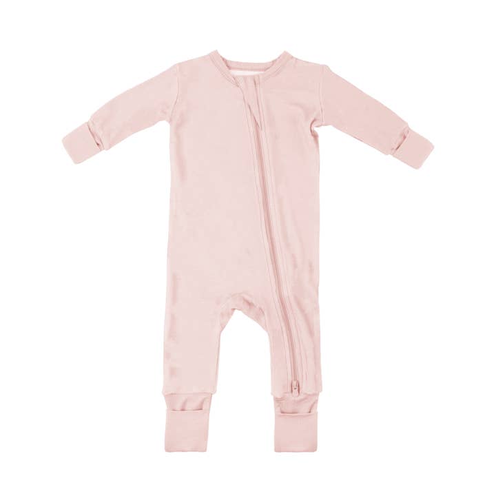 Baby Bamboo Pajamas w/ DreamCuffs® - Seashell Pink for wholesale by Dreamland Baby