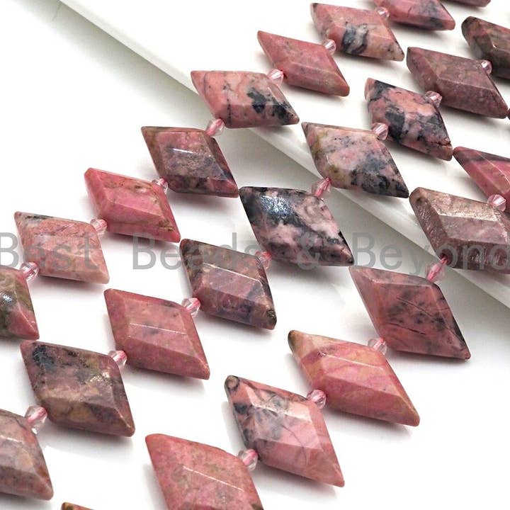Perles en forme d'œil de cheval de rhodochrosite naturel de haute qualité, perles de rhodochrosite naturelles, 16x30mm, sku #U674 pour la vente par BestBeads&Beyond