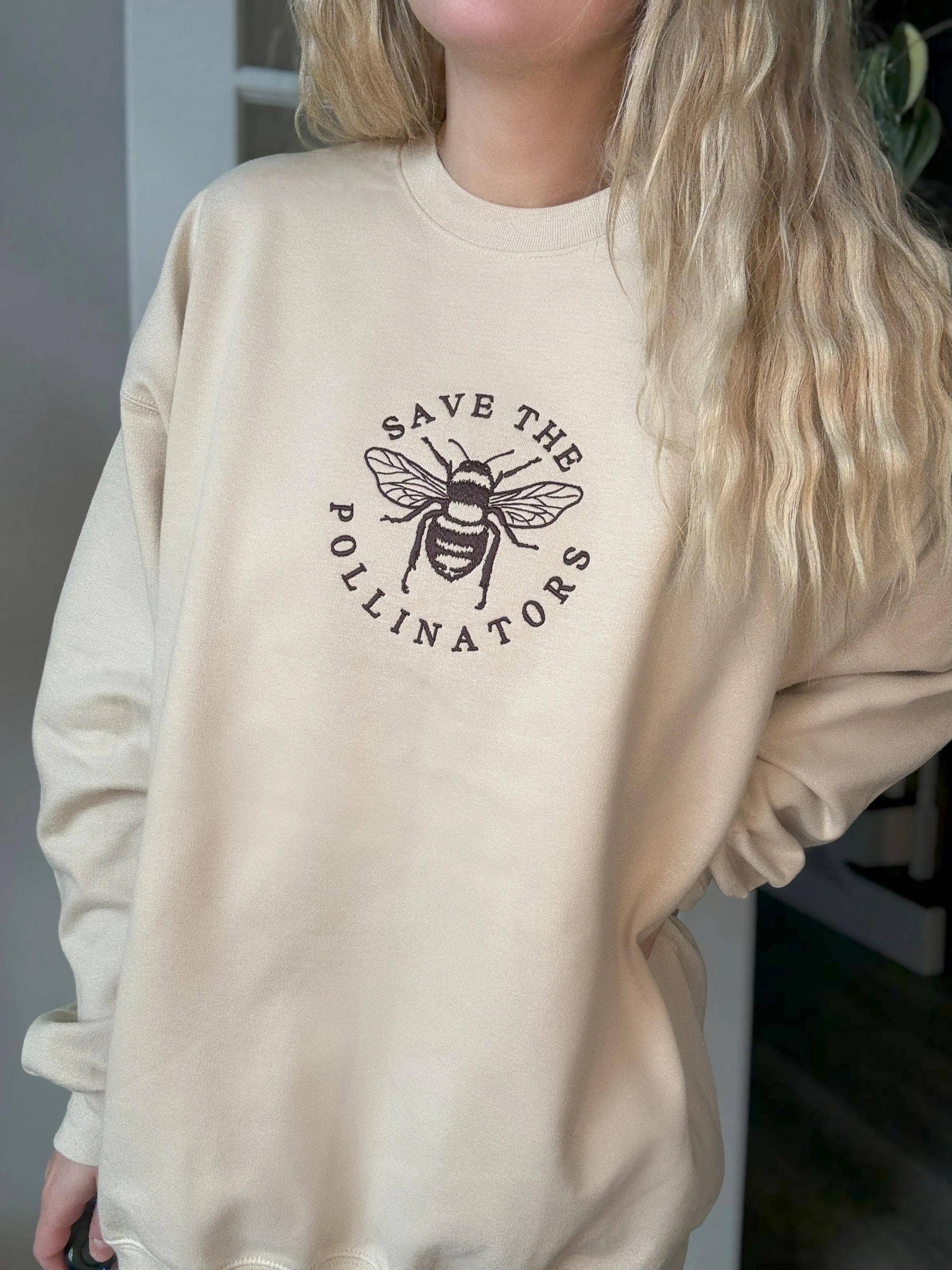 Botanically Insane - Wholesale Sweatshirt - Unisex - Save the Pollinators Embroidered Crewneck Sweatshirt1