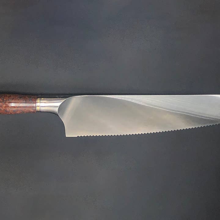 Manche en marbre rouge - Couteau à pain 25,4 cm pour la vente par Craftstone Knives