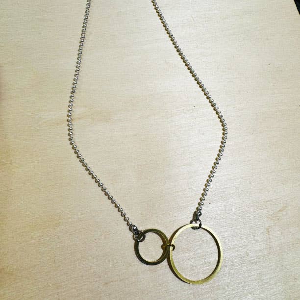 Santore Jewelry Company - Wholesale Pendant/Charm Necklace - Double Circle Necklace – Ballchain or Gemstone Chain1