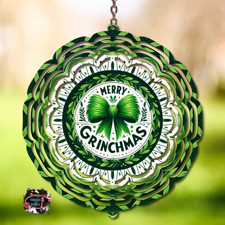 Merry Grinchmas Wind Spinner for wholesale by Rockin K and Double J