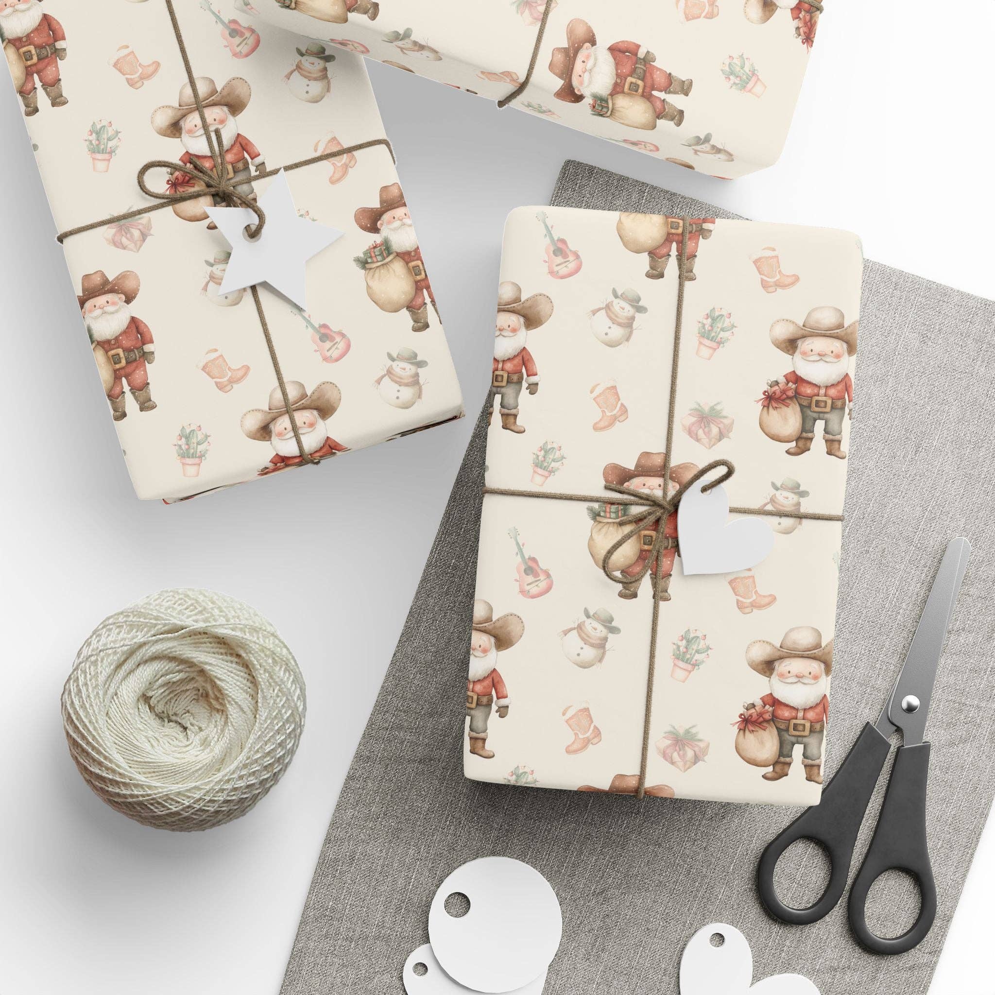 Lokipawz - Wholesale Flat Wrap - Western Santa Holiday Wrapping Paper9
