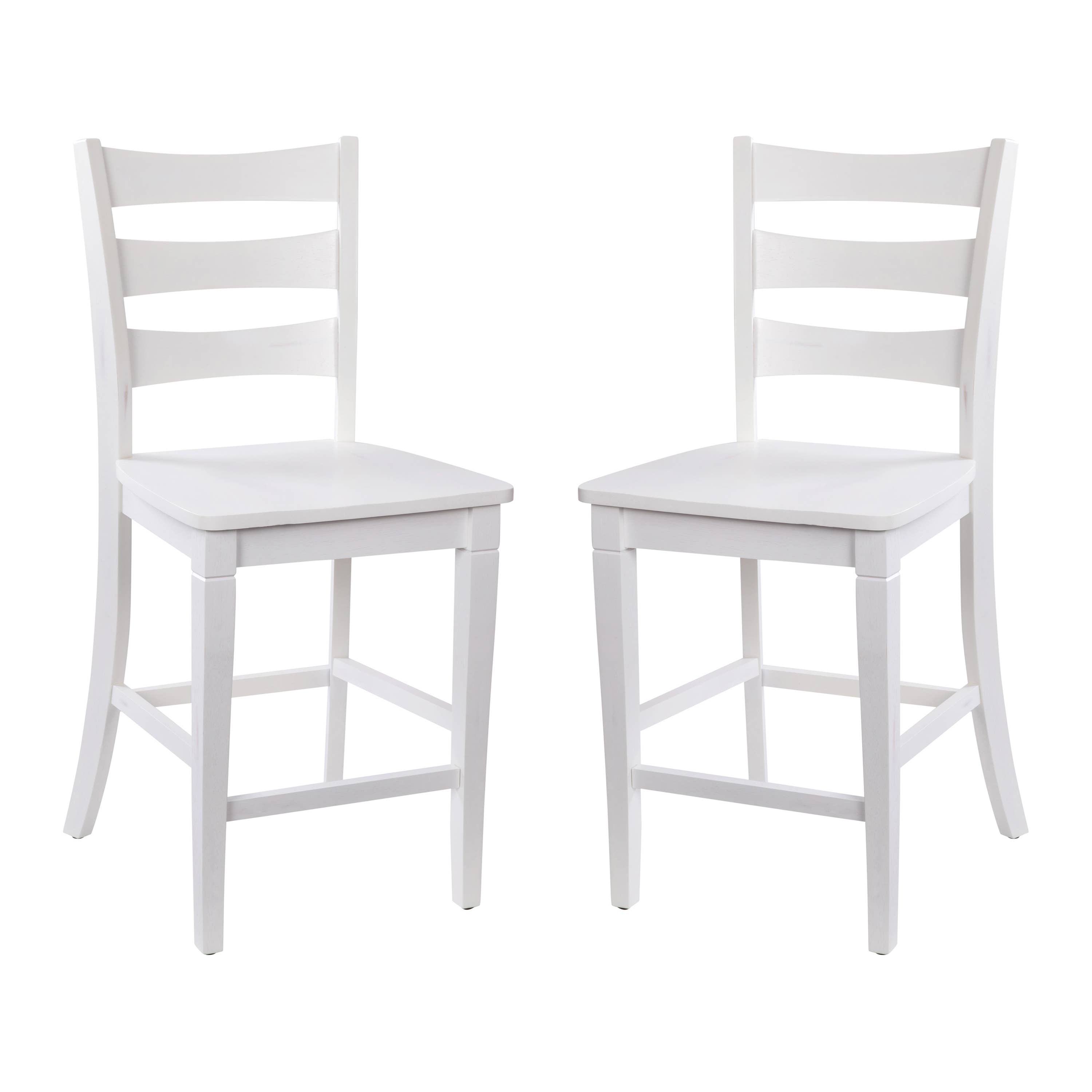 2PK Ladderback Antique White Wash Solid Wood Counter Stools for wholesale on Faire2