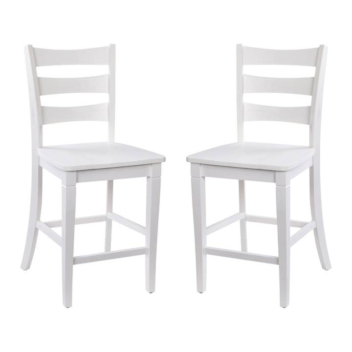 2PK Ladderback Antique White Wash Solid Wood Counter Stools for wholesale on Faire2