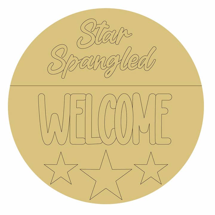 Motif de bienvenue en forme d'étoile par Lines, découpe en bois inachevé pour la vente par Diverse Woodworking