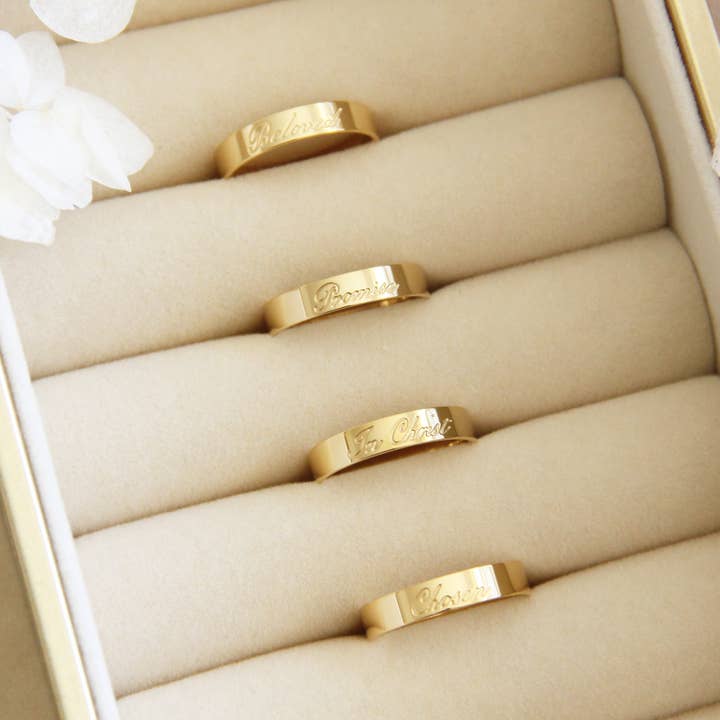 LoveStory Collection - Wholesale Band/Stacked Ring - Chosen 4mm Band Ring, Ephesians 1:4-5, Christian Jewelry8