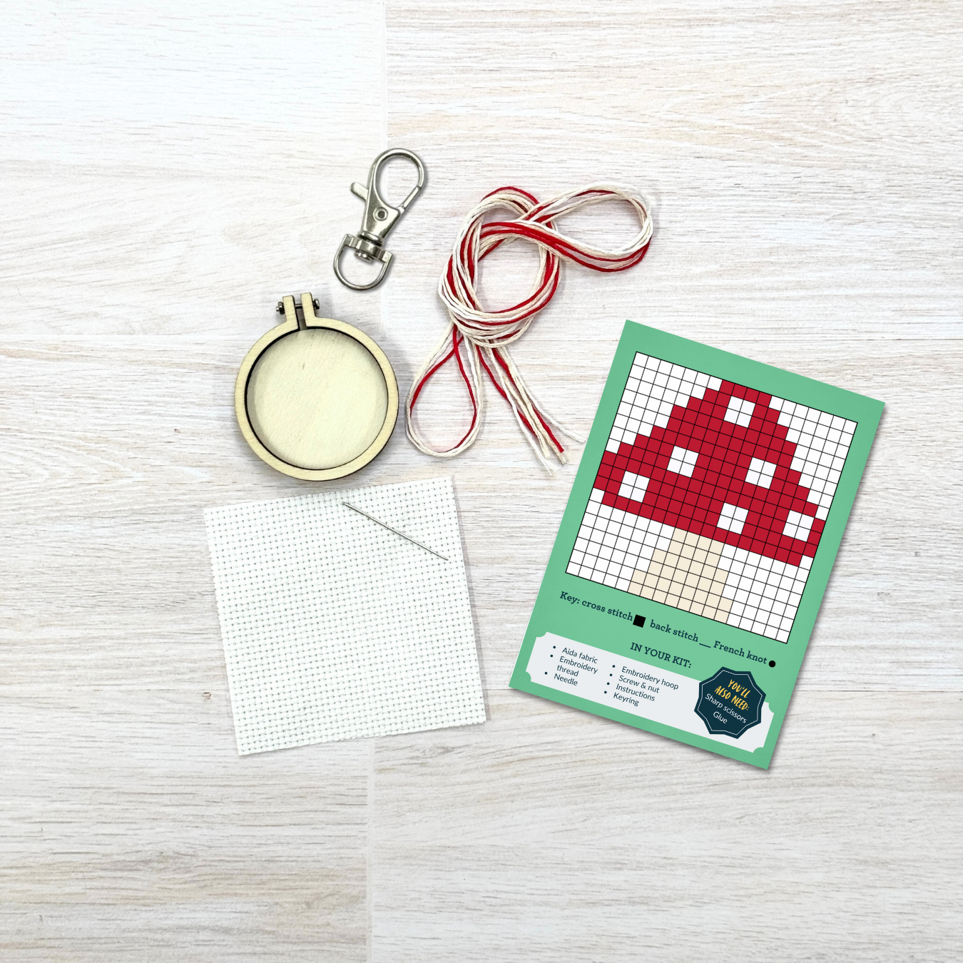 The Crafty Kit Company – wholesale Embroidery/cross-stitch supplies – 'You're a Fungi!' Mini Matchbox Cross Stitch Kit7