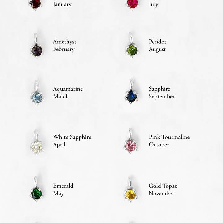 Sæt med fødselsstenshalskæde, juli - december for engroshandel hos Kara Yoo