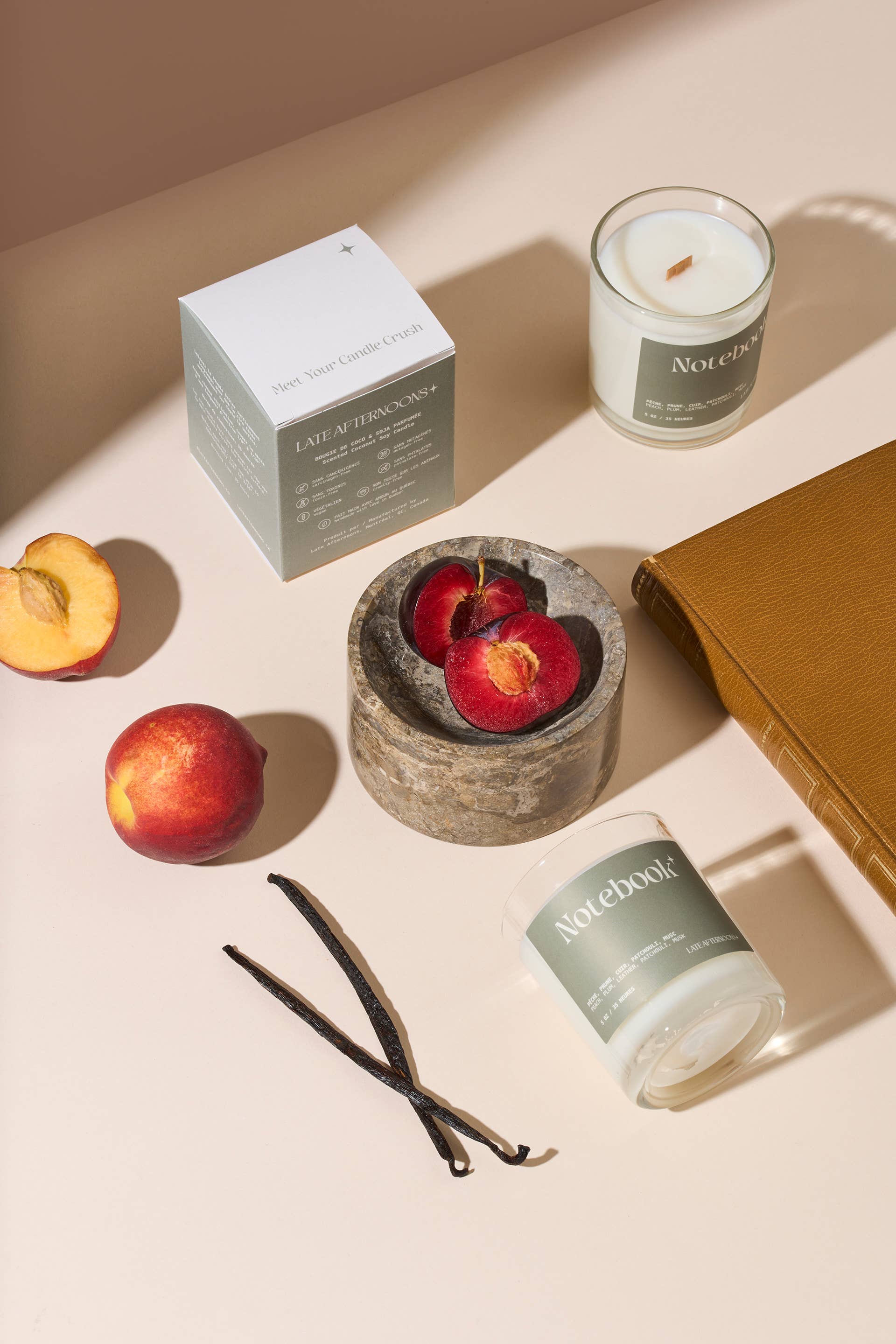 Late Afternoons - Wholesale Novelty Candle - Notebook Candle | Peach, Plum, Leather & Musk2