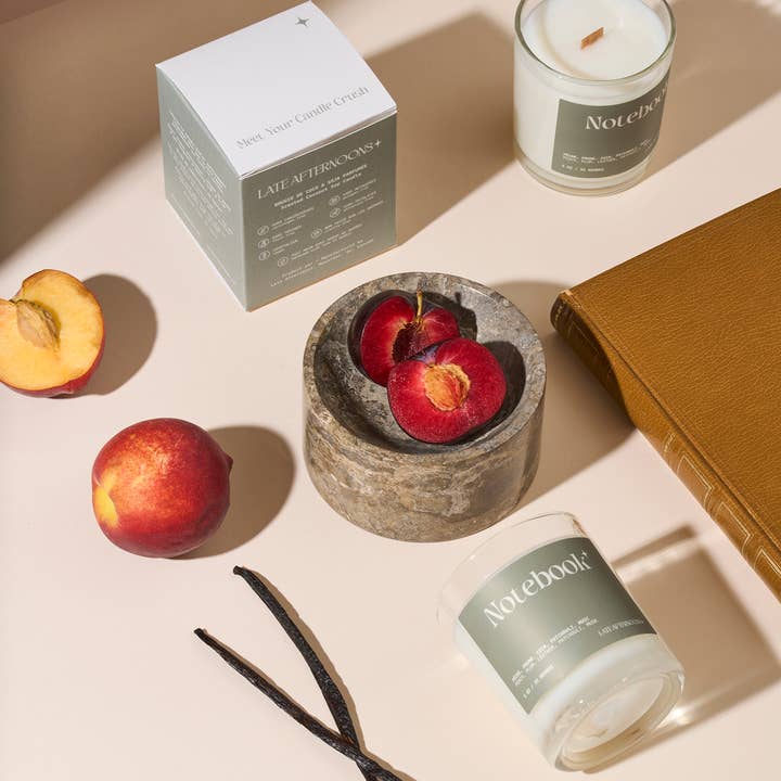 Late Afternoons - Wholesale Novelty Candle - Notebook Candle | Peach, Plum, Leather & Musk2