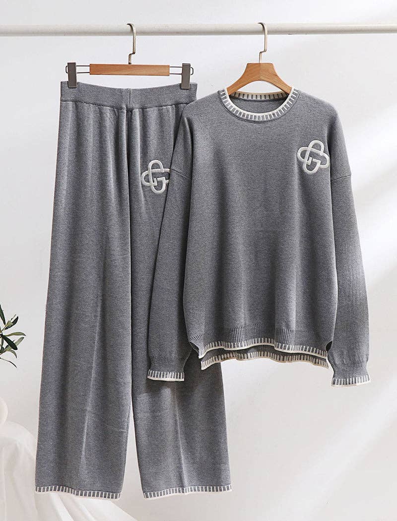 safistyle - Wholesale Lounge Set - Women's - Long Sleeve Knit Sweater & Wide-Leg Pants Set0