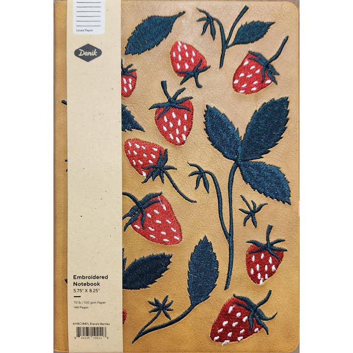 Denik - Wholesale Notebook - Elana's Berries Embroidered Journal Notebook
