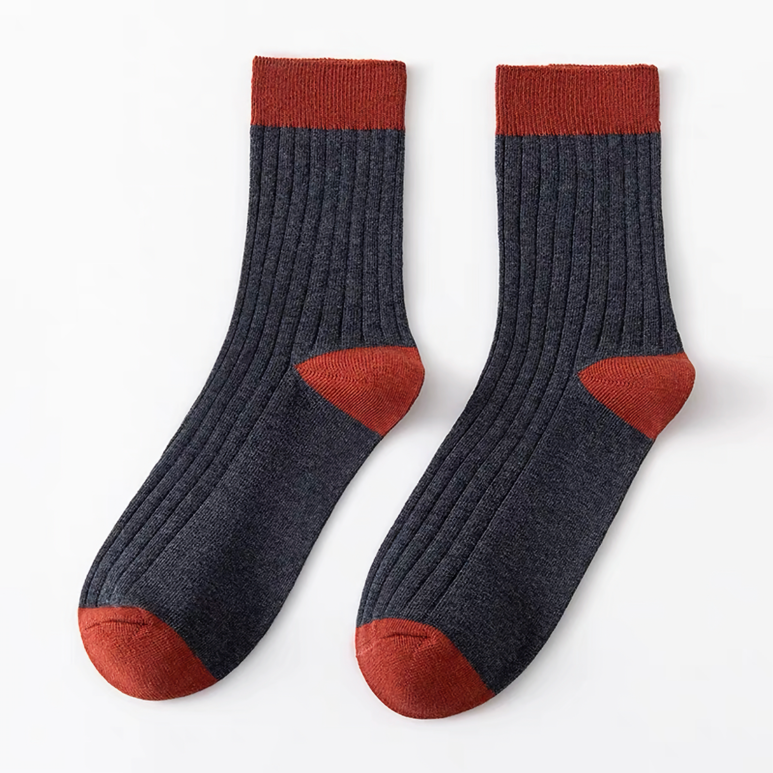 Happy Knits – wholesale Socks – Men's – Men's Color Block Rib Socks - Men's Pure Cotton Socks4