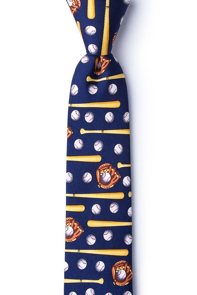 Alynn - Venta al por mayor Corbata - Hombre - Play Ball Corbata Skinny - Seda azul marino0