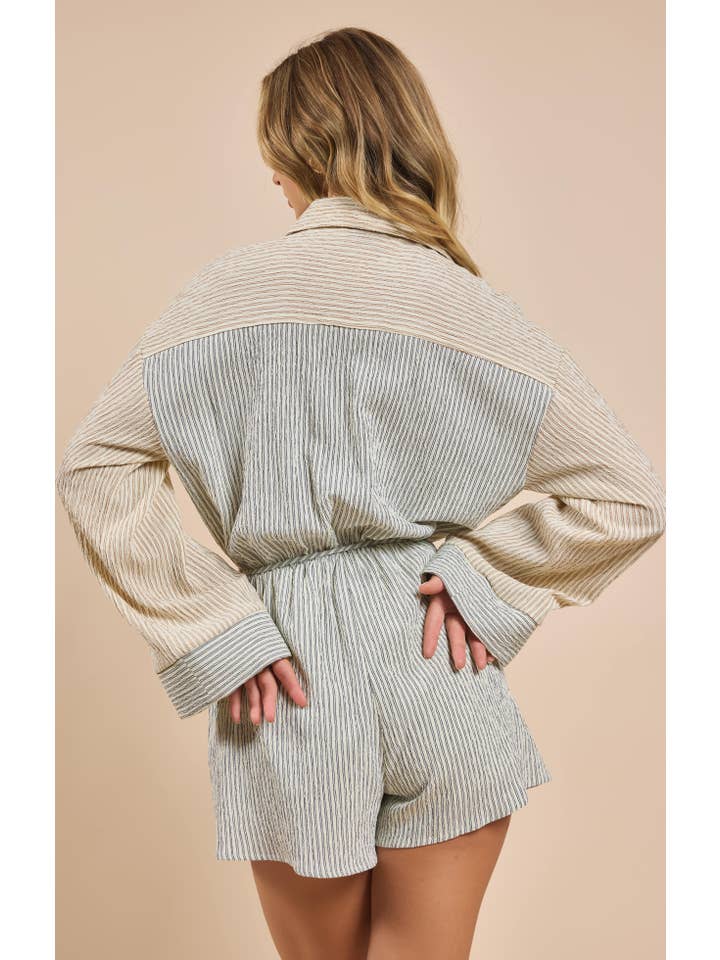 Sadie & Sage - Venta al por mayor Peto - Mujer - Pelele a rayas en contraste de In The Clouds: CREAM NAVY