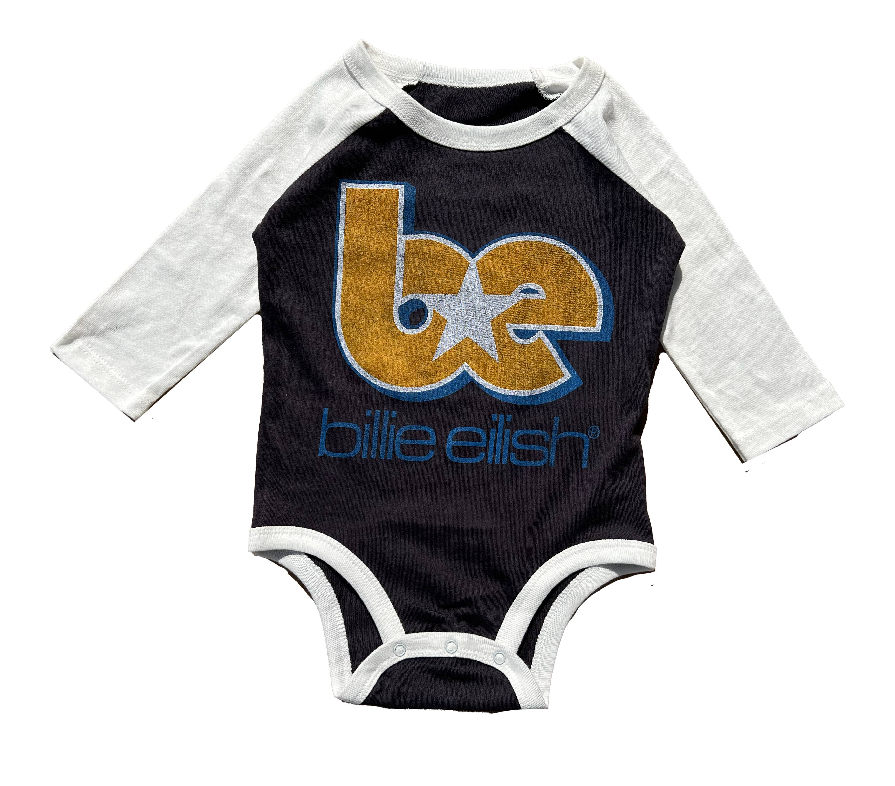 Rowdy Sprout - Wholesale Bodysuit (Non-Footed) - Baby - Billie Eilish B+W Recycled Raglan Logo Onesie