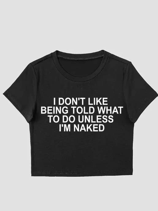 Top corto Gothic Alt Y2K Crew, Essere Detto Cosa Fare per la vendita all'ingrosso da parte di Wickedly Divine Shop