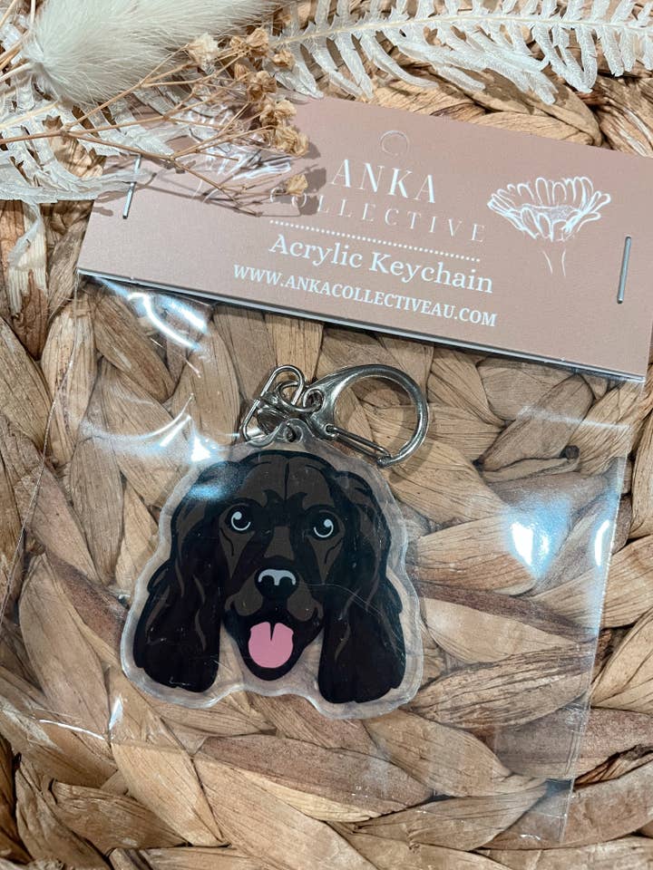 Cocker Spaniel Black Dog Keychain for wholesale by Pooch Lab Co