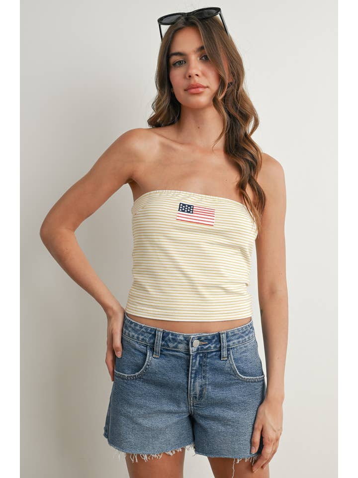 BUTTERMELON - Wholesale Tank Top - Women's - Stars and Stripes Tube Top - BMT7755