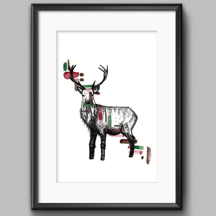 Stag A4 Print for wholesale by Sarah Leask Studio