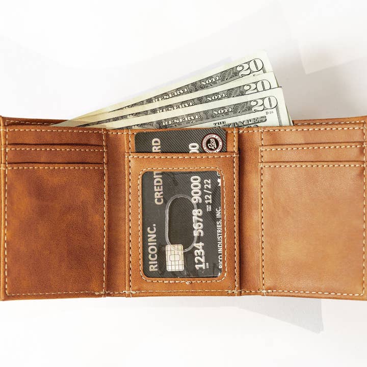 Rico Industries - Wholesale Wallet - Men's - Arkansas Razorbacks Laser Engraved Trifold Wallet, Brown3