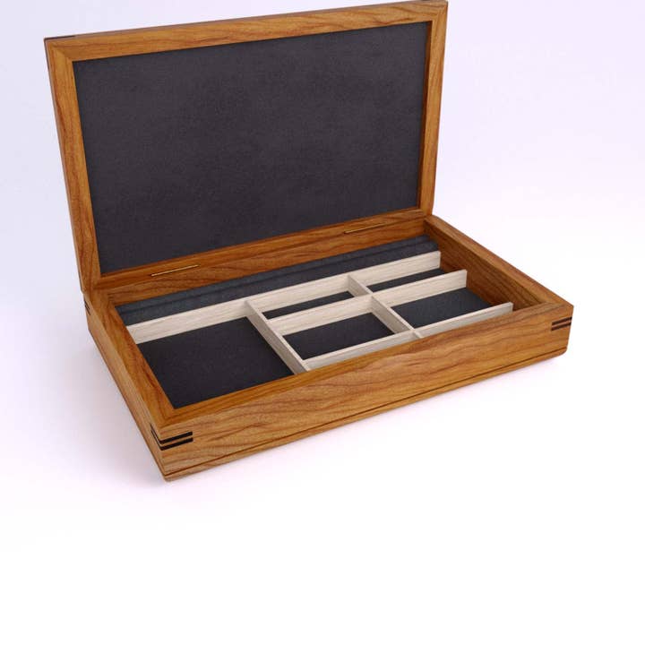 Mikutowski Woodworking - Vendita all'ingrosso Portagioie/organizer per gioielli - Valet Box grande in legno32