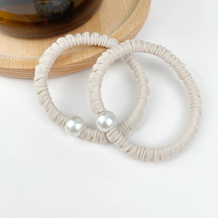 SoapElenGlen - Vendita all'ingrosso Elastico per capelli - Elastico per capelli in gomma tinta unita con perle delicate, 2 pezzi2