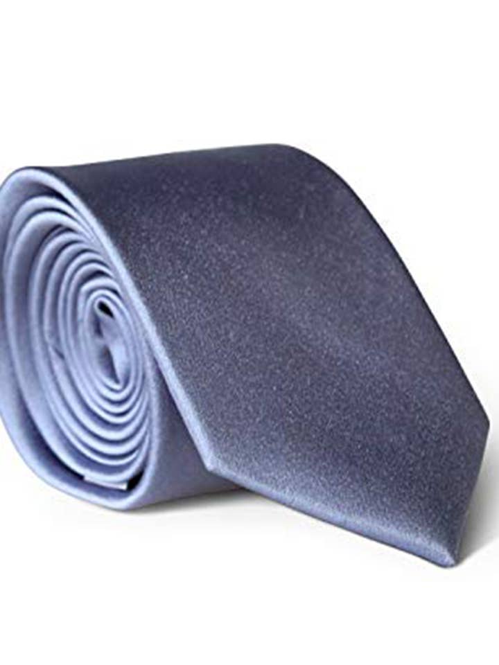 Cravate skinny en soie bleu ardoise pour la vente par London Jae Apparel