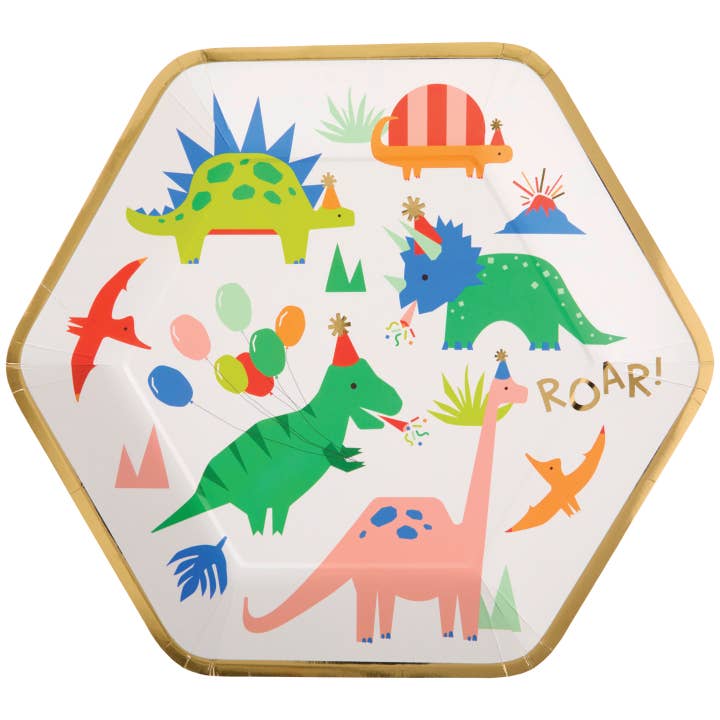 Dino Party Dinner Plate Die Cut Foil for wholesale by C.R.Gibson Signature | Baby & Kids