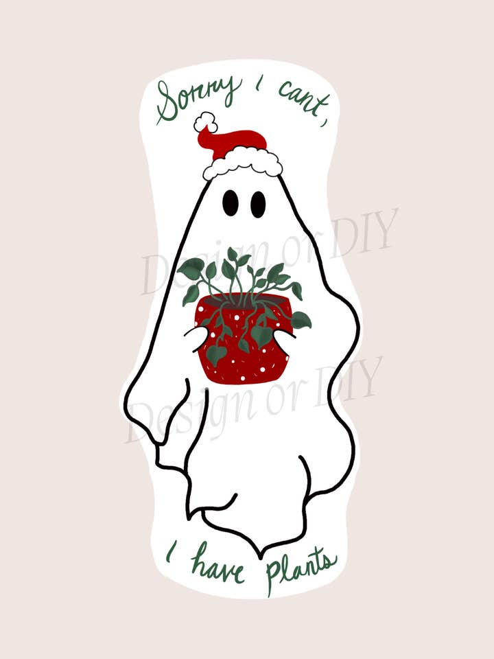 Adesivo natalizio, motivo fantasma, piante, regalo per le feste per la vendita all'ingrosso da parte di Collette Noel Design