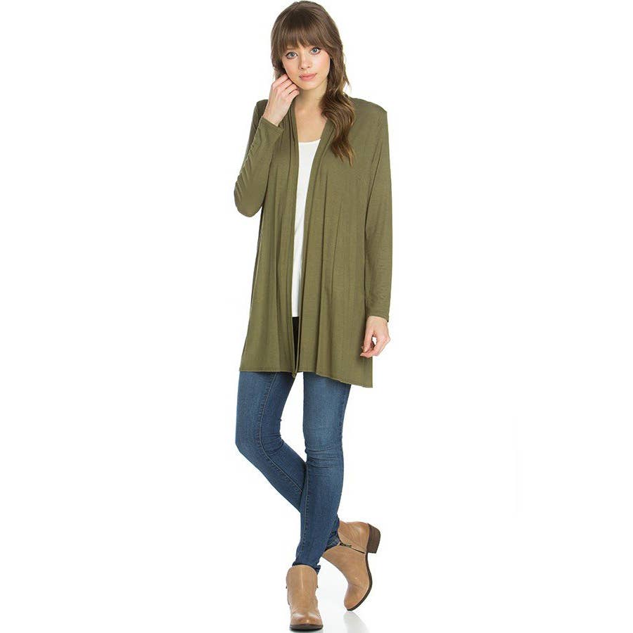 Azules Clothing - Venta al por mayor Cárdigan - Mujer - Cárdigan drapeado de manga larga con parte delantera abierta15