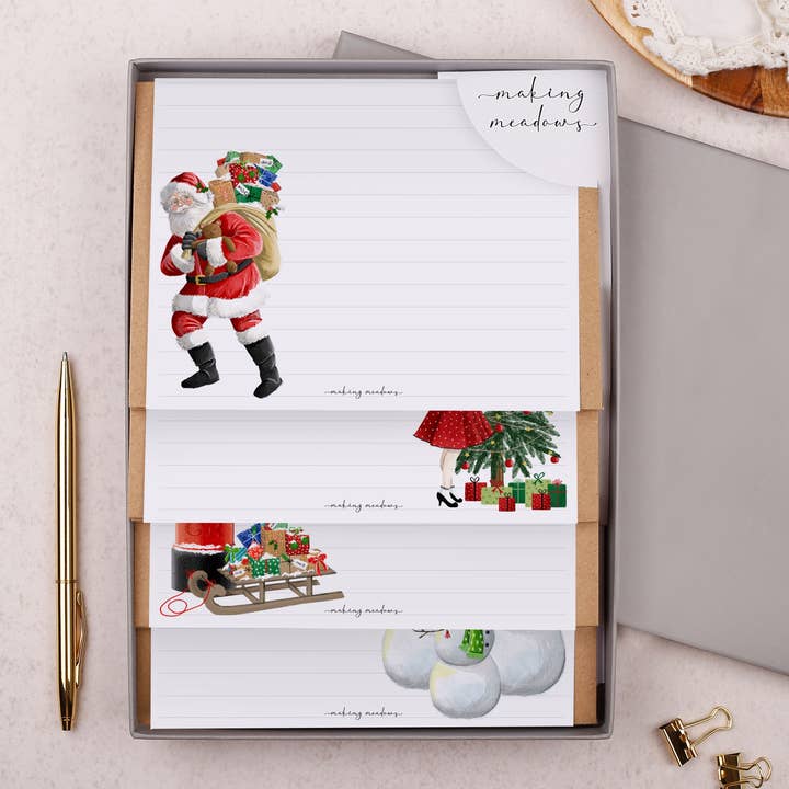 Brevskrivepapirsæt | A5 julegaveæske for engroshandel hos Making Meadows Ltd